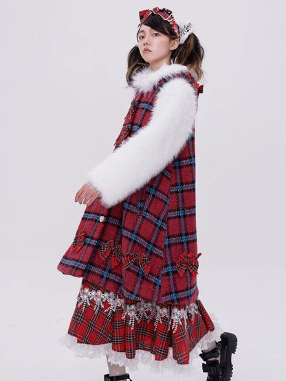 Red plaid christmas retro coat【s0000004035】