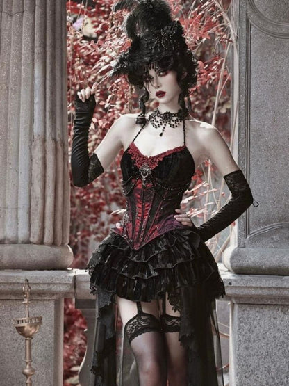 Gothic Velvet Halloween Suspender Dress Suit【s0000003241】