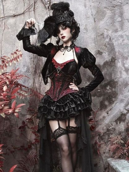 Gothic Velvet Halloween Suspender Dress Suit【s0000003241】