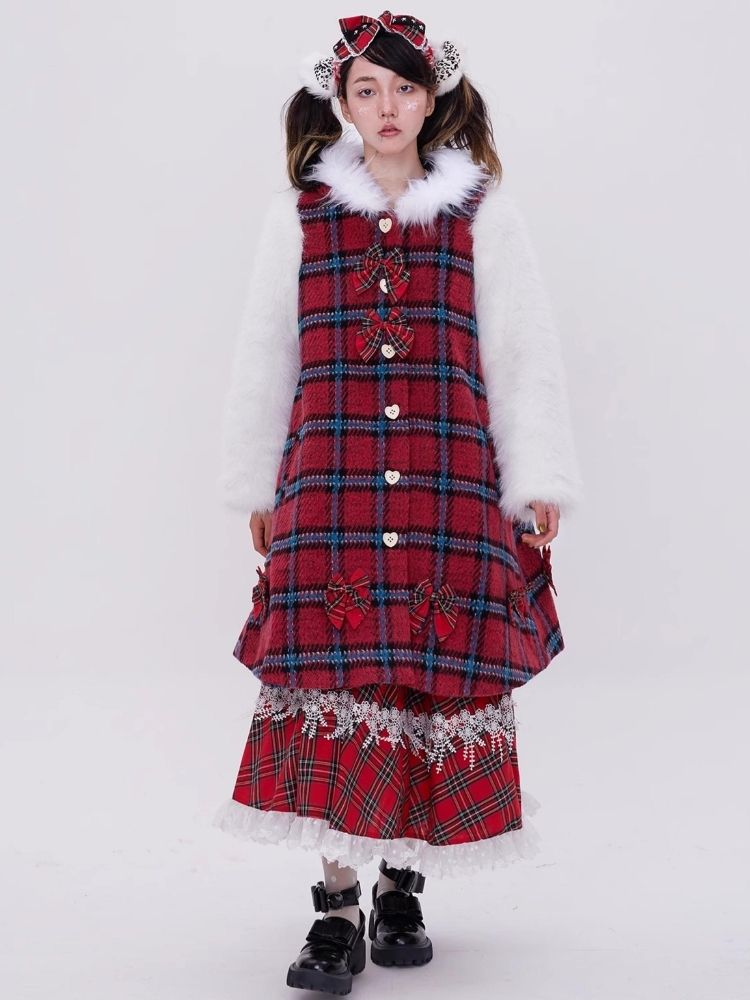 Red plaid christmas retro coat【s0000004035】