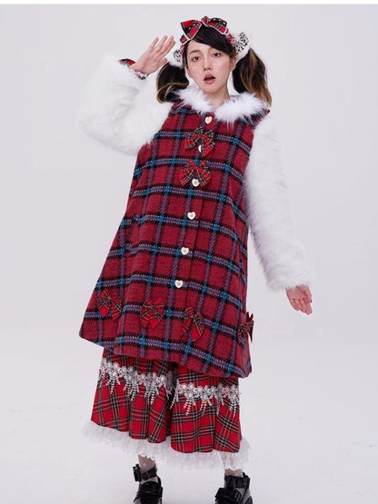 Red plaid christmas retro coat【s0000004035】