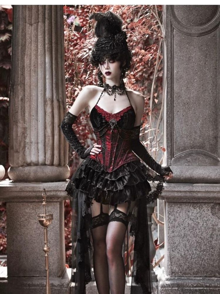 Gothic Velvet Halloween Suspender Dress Suit【s0000003241】