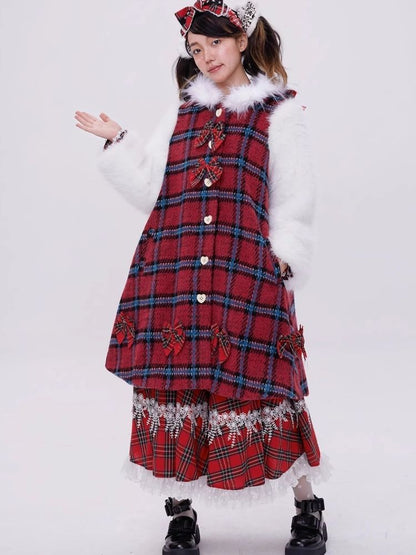 Red plaid christmas retro coat【s0000004035】