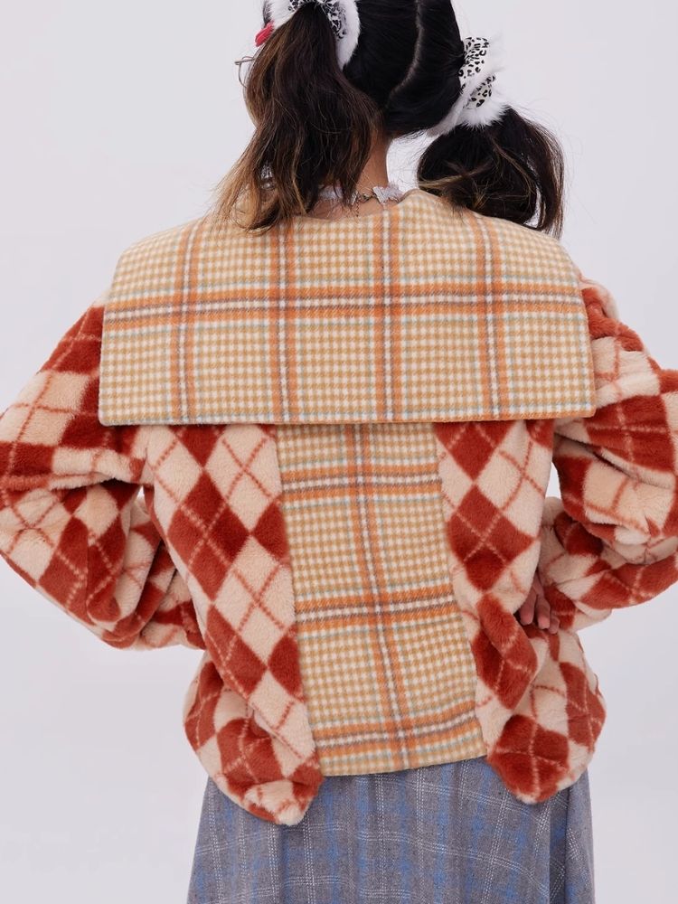 Japanese retro plaid coat【s0000004036】