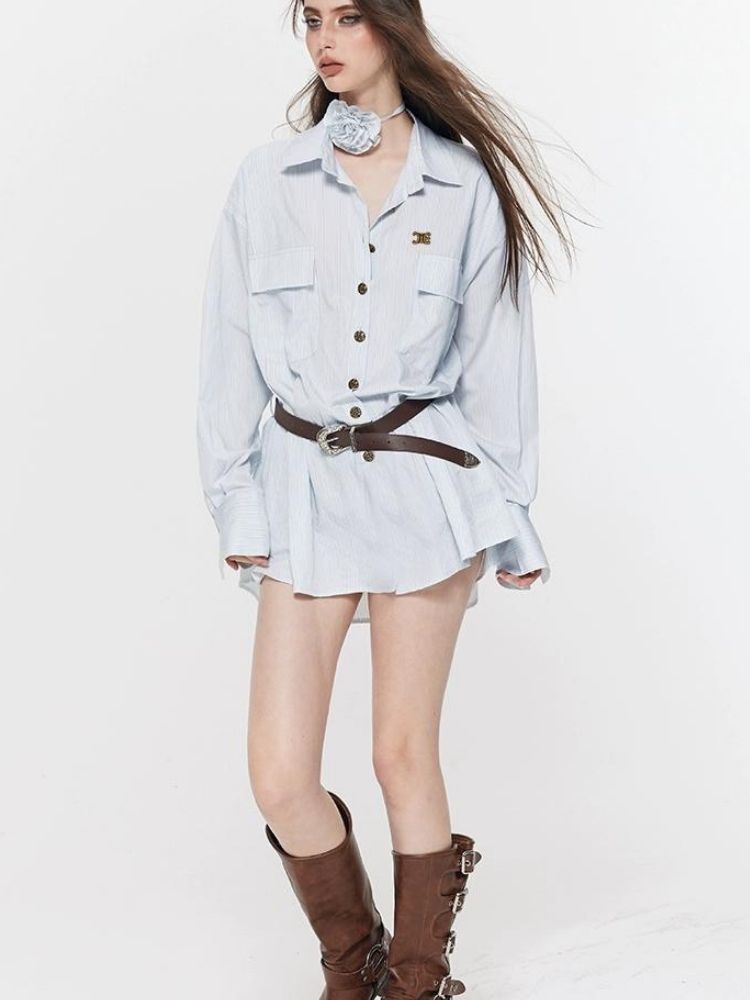 Boyfriend style loose shirt dress【s0000003526】