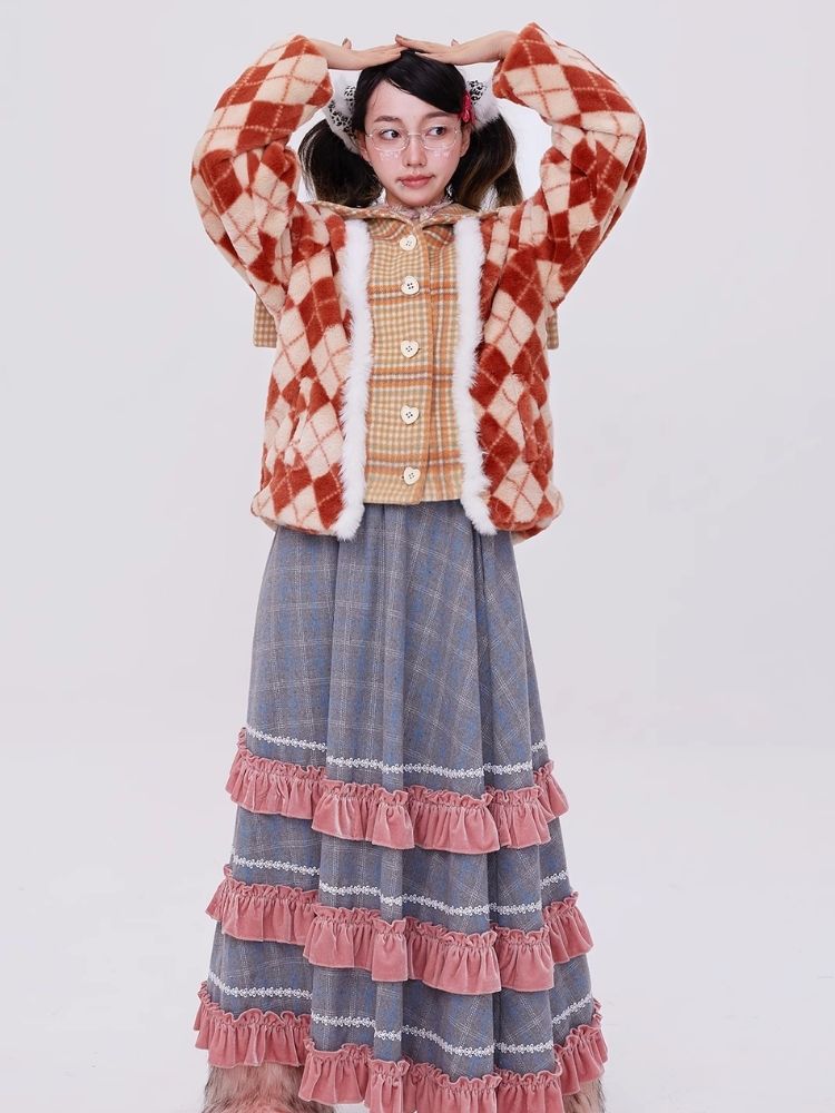 Japanese retro plaid coat【s0000004036】