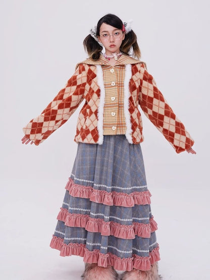 Japanese retro plaid coat【s0000004036】