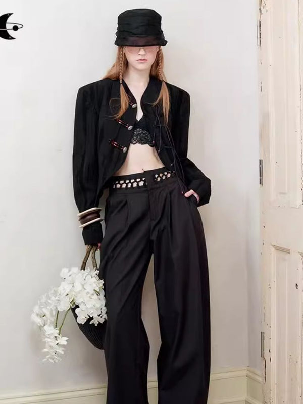 Classic fit beaded and buttoned blazer【s0000008186】