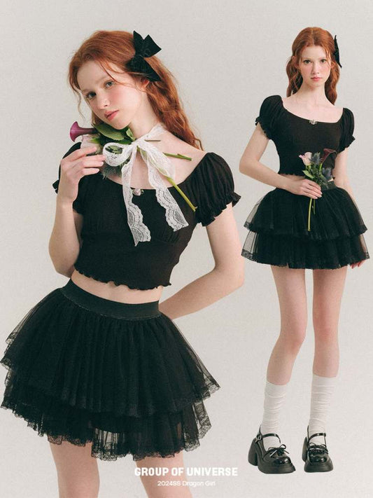 Airy Gauze Lace Ballet Tutu Skirt【s0000007382】
