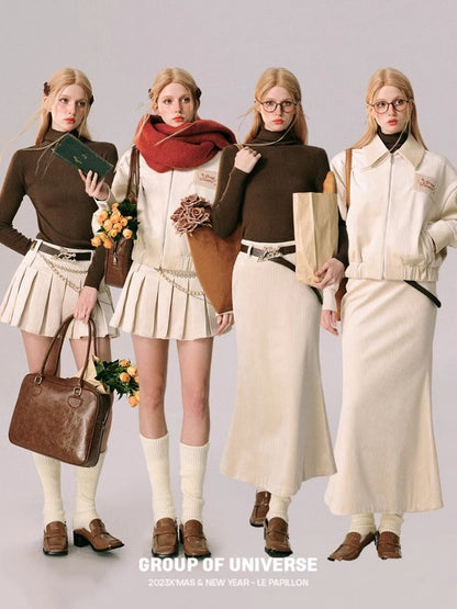 Lapel Jacket Half Skirt Two Piece Set [s0000005608]