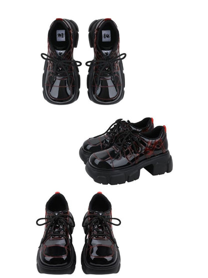 Stitch Square Toe Lace Up Platform Leather Shoes【s0000002308】