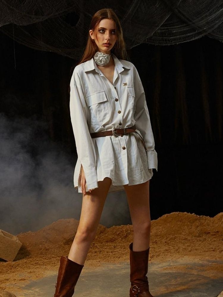 Boyfriend style loose shirt dress【s0000003526】