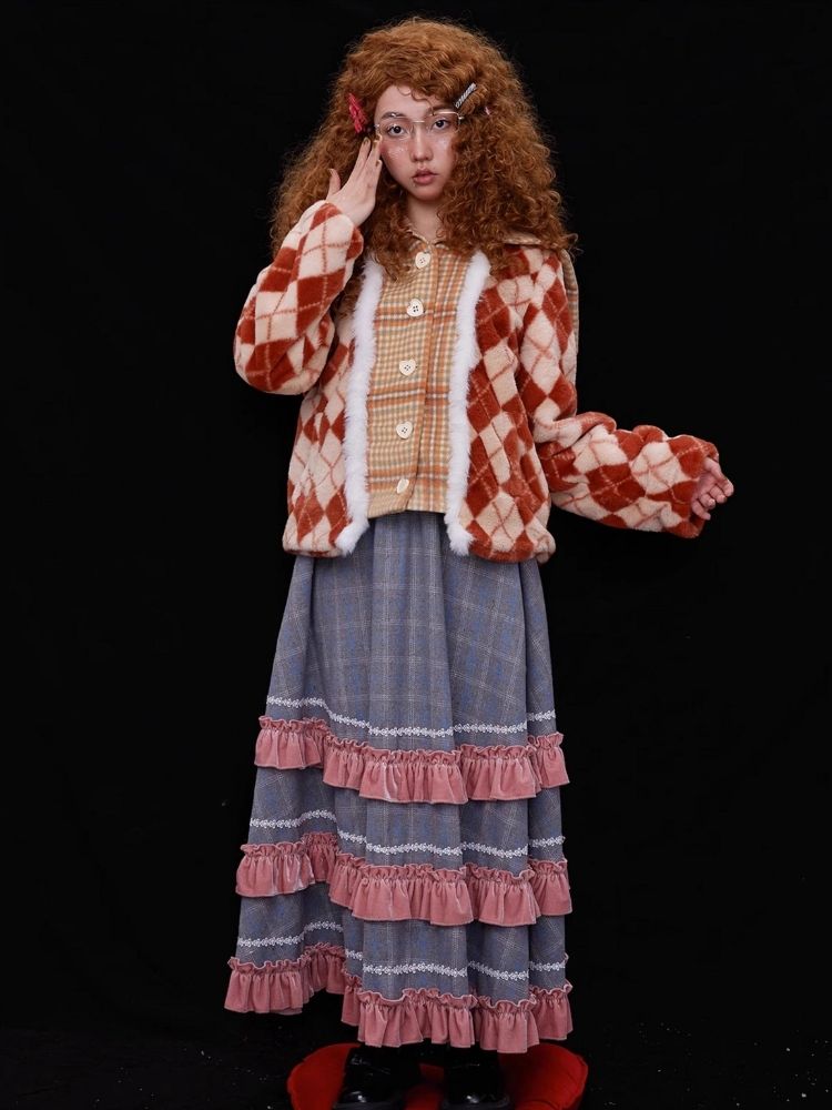 Japanese retro plaid coat【s0000004036】