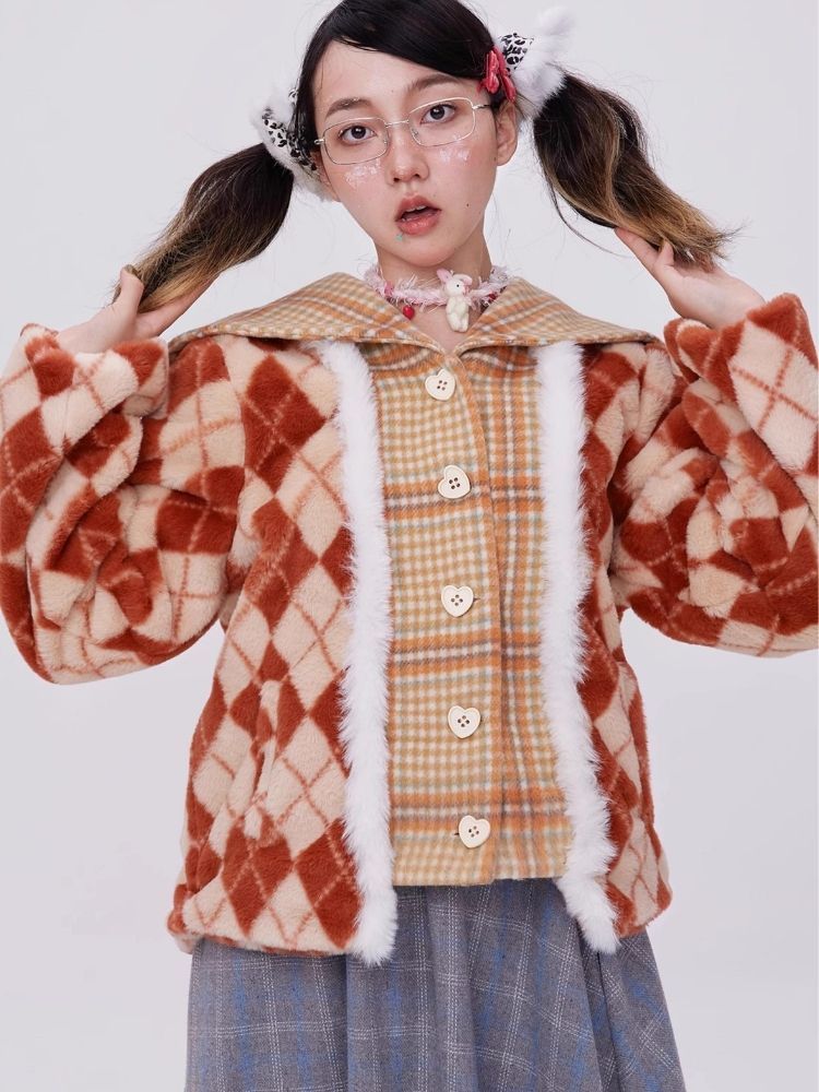 Japanese retro plaid coat【s0000004036】