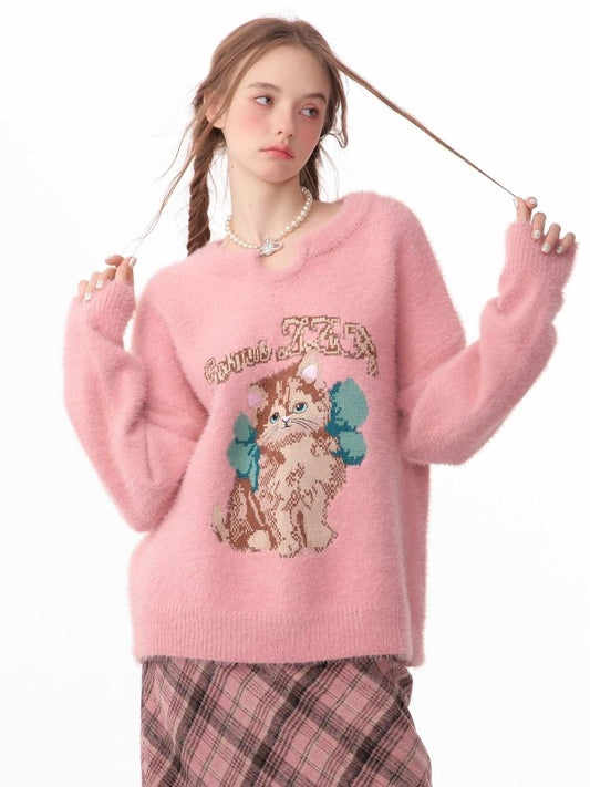 Lazy wind pink gentle soft sweater【s0000006149】