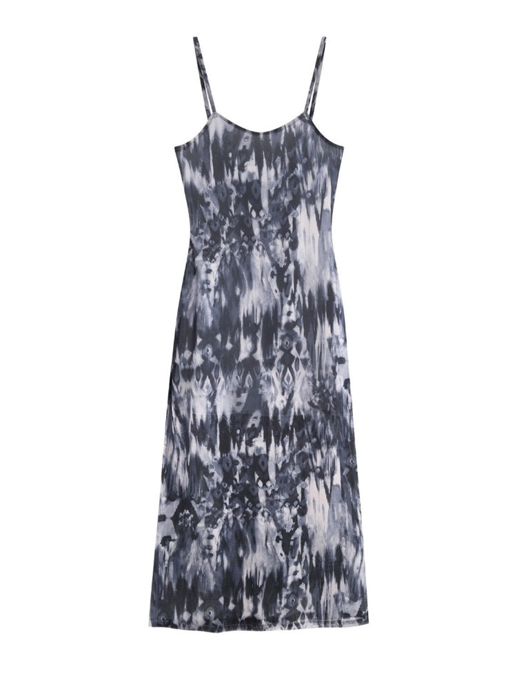 Tribal Print Mesh See-Through Sexy Backless Camisole Dress【s0000003892】