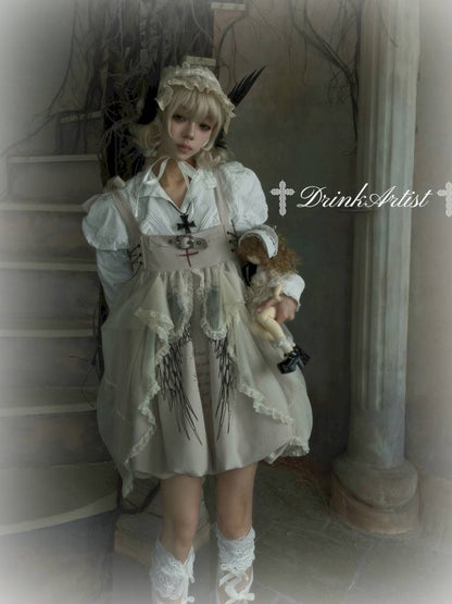 Drawstring Pull-Up Hem Mesh Babydoll Dress【s0000014434】