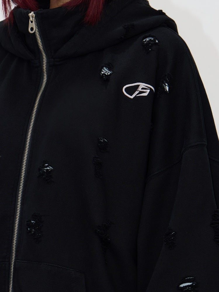 Logo Embroidery Zipper Hooded Sweat [s0000004189]