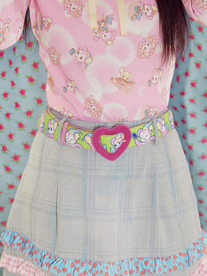 Shimizu Illustration Bear Print Heart Buckle Belt【s0000003654】