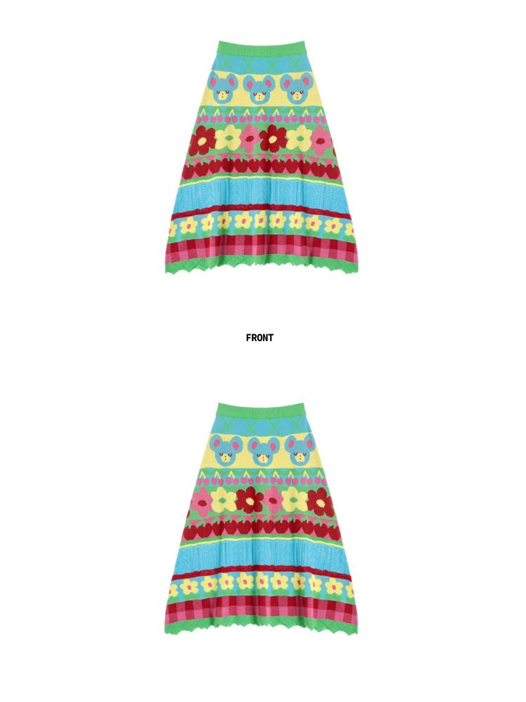 Bear fruit flower knit skirt【s0000002110】