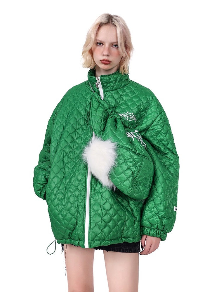 Detachable Fox Fur Hooded Loose Quilted Jacket [s0000004347]