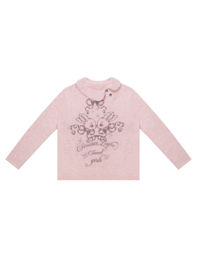 Rabbit Lazy Style Irregular Doll Collar Sweater【s0000015262】