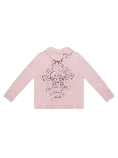 Rabbit Lazy Style Irregular Doll Collar Sweater【s0000015262】