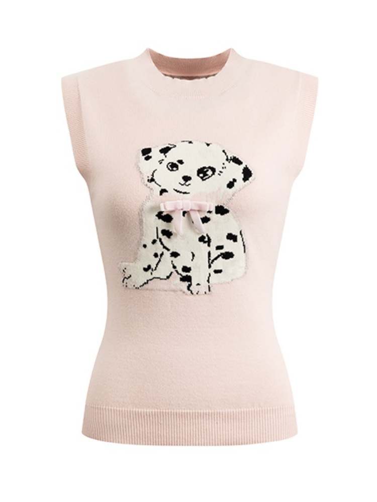 Cute Puppy Knitted Sleeveless Tops【s0000008077】