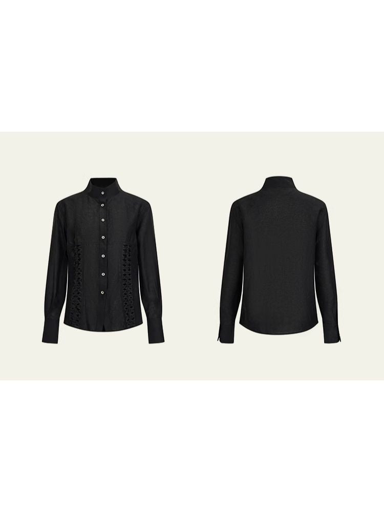 Standing Collar Design Niche Tencel Shirt【s0000006387】