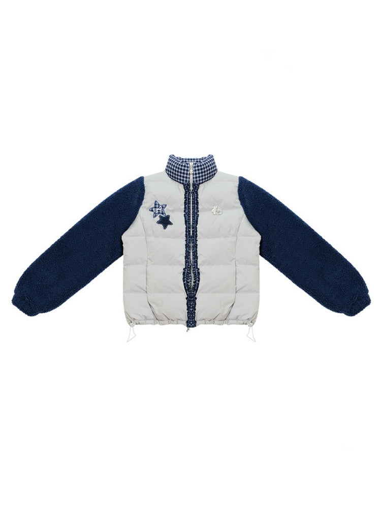 Star Print Contrast Stitching Thickened Warm Jacket【s0000015260】