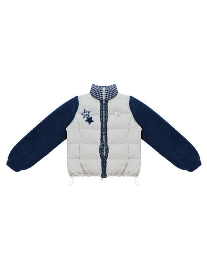 Star Print Contrast Stitching Thickened Warm Jacket【s0000015260】