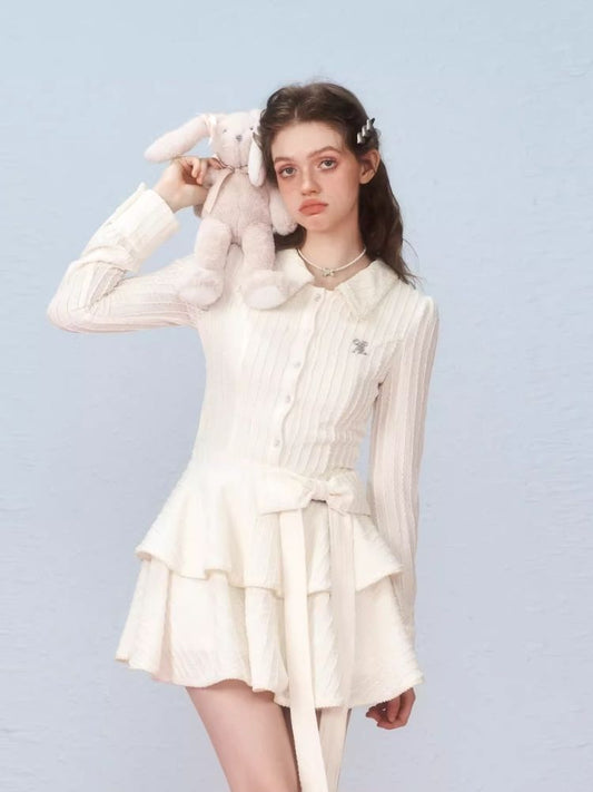 Long Sleeve Bow Cake Dress【s0000006305】