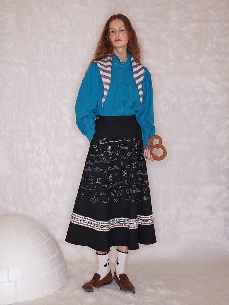 Embroidery / Printed Big Pendulum Skirt【s0000005910】