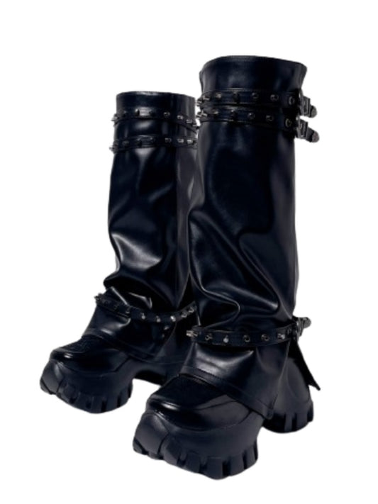 Y2K Punk Style Metal Rivets High Heel Long Boots【s0000005187】