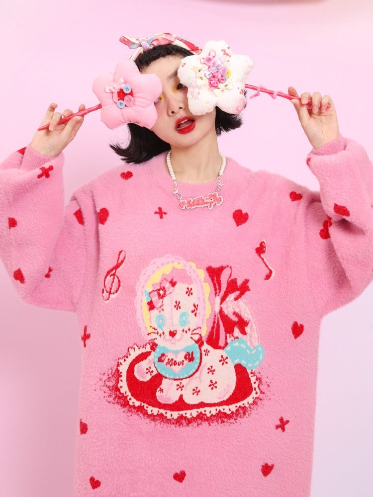 Love Cat Long Sweater One Piece【s0000003565】