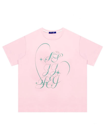 Letter Print Round Neck Loose Large Short Sleeve T-Shirt【s0000013009】