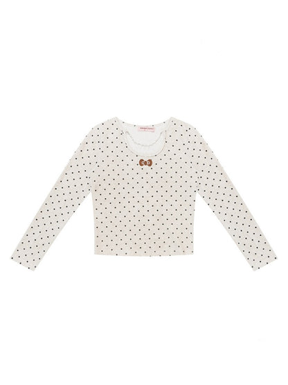 Polka Dot Chain Top Iong Sleeve T-Shirt Slim Knitted Base Shirt【s0000015256】