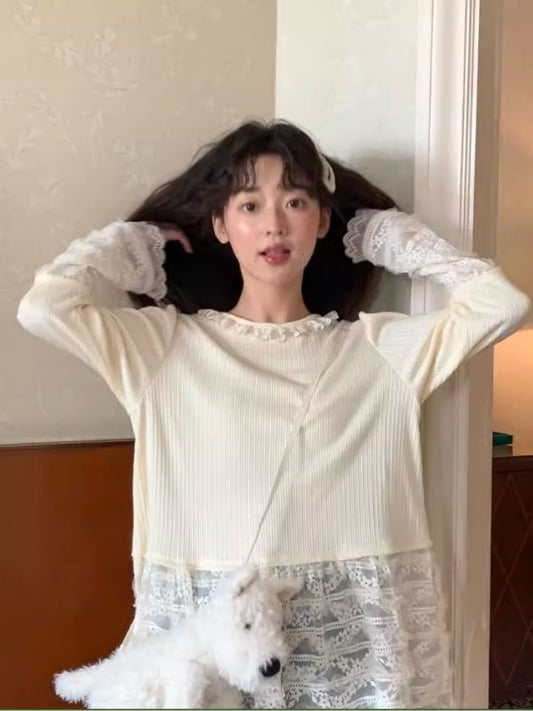 Lace knit bottoming shirt【s0000007475】