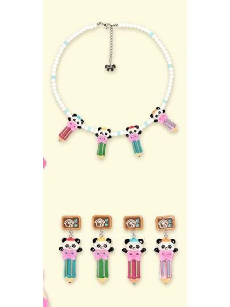 Panda 3D Pencil Resin Necklace and Earrings【s0000006107】