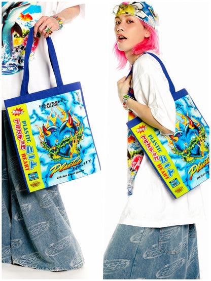 DeadEndKids original design hobby 100 INS coloring commuter shoulder bag special large canvas bag