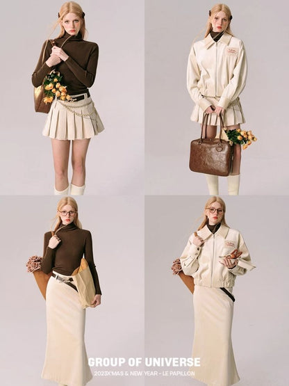 Lapel Jacket Half Skirt Two Piece Set [s0000005608]