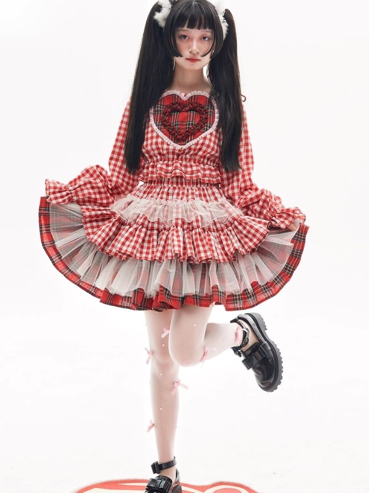 Retro Lolita red cake skirt niche bustier【s0000004276】