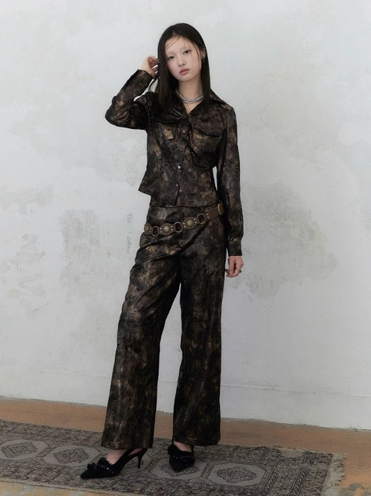 High-waisted vintage chic wide-leg pants【s0000004954】