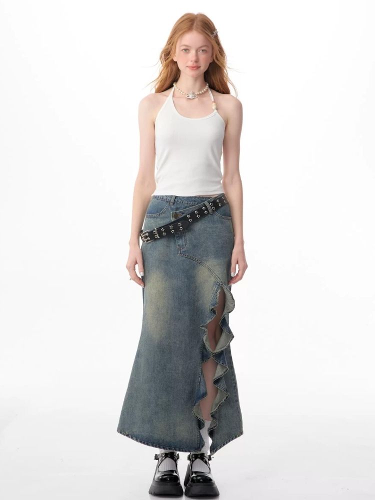 High waist thin mid-length half-body skirt【s0000006154】