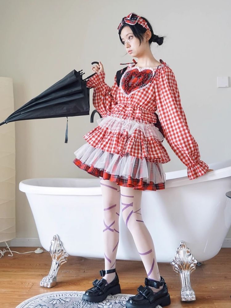 Retro Lolita red cake skirt niche bustier【s0000004276】