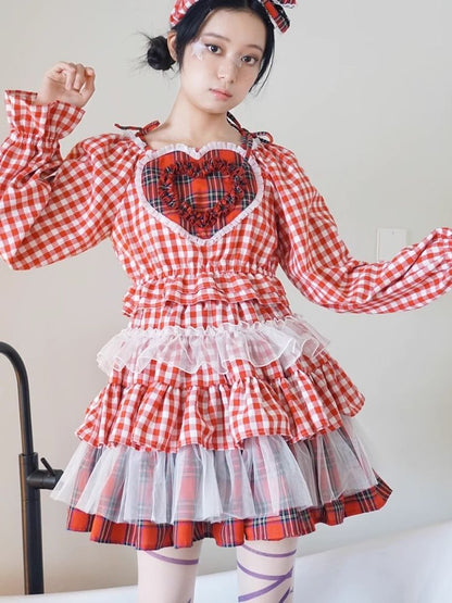 Retro Lolita red cake skirt niche bustier【s0000004276】