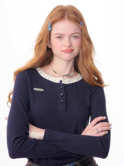 V-neck long-sleeved blouse【s0000006165】