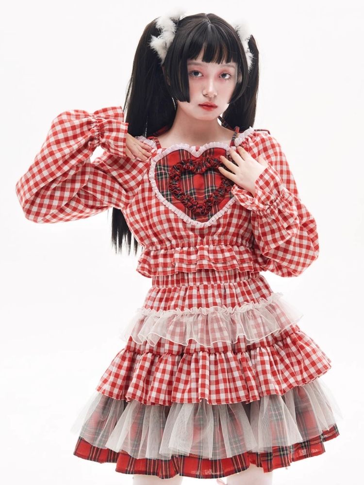 Retro Lolita Cute Red Blouse Niche Design Girls Shirt【s0000004277】