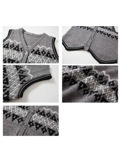 Classic Fair Isle Jacquard Vintage Vest【s0000004879】