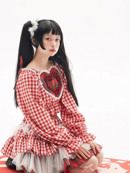 Retro Lolita Cute Red Blouse Niche Design Girls Shirt【s0000004277】